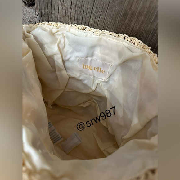 Lu & Elle The Sundrift Tassel Bucket Bag Handwoven Natural Tones Checkered - Picture 7 of 17